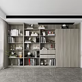 Bookcase Book Air Conditioning Decorations Bookshelf Curtain Window 3d model