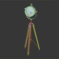 Vintage Industrial Tripod Floor Lamp With Wooden Legs And Metal Shade