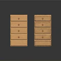 Set of Two Light Brown Wooden Chests with Multiple Drawers and Metal Knobs