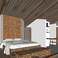 Hotel Guest Room With Wooden Flooring And Minimalist Bedhead Feature Wall