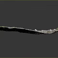 Detailed Elongated Terrain Model With Green Gray Textures Vegetation And Surface Covering