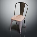 Modern Metal Frame Dining Chair With Natural Wood Seat And Simple Design