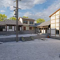 Traditional Style Rural Self Built Houses With Courtyard And Stone Paved Ground