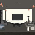 Modern Living Room Sofa Coffee Table Combination Fabric Multi-person Sofa Lazy Sofa Round Coffee Table Entrance Cabinet Combination Floor Lamp Carpet Green Plant Jewelry Ornaments 3d model
