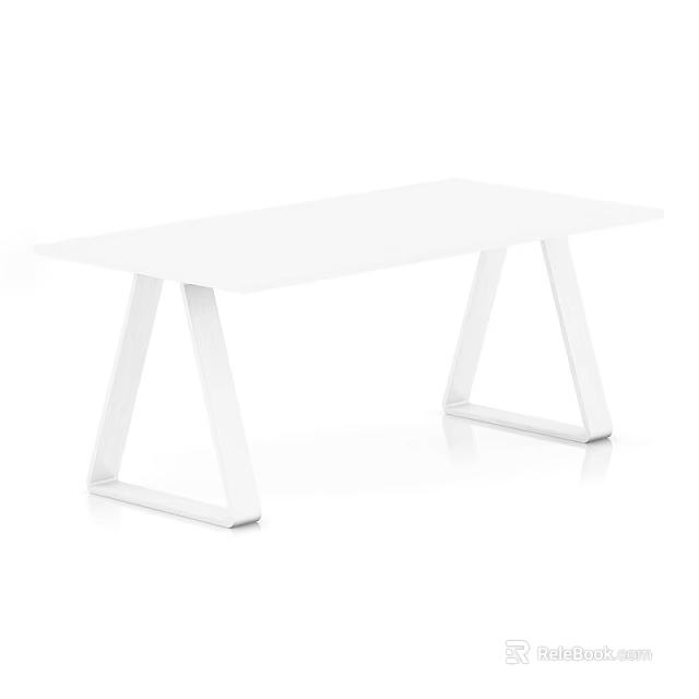 White Minimalist Table With Unique Triangular Legs And Smooth Surface 3d model