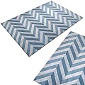 Square Rug with Blue and White Herringbone Pattern for Modern Home Decor 3d model