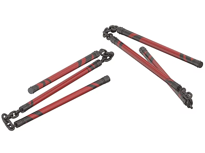 Red And Black Striped Tactical Weapons With Metal Rings Multiple Units Set 3d model