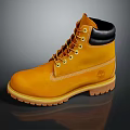Classic Yellow Work Boots with Black Collar Leather Construction and Rubber Sole