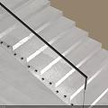 Minimalist Modern Staircase Design Featuring White Concrete Steps And Black Metal Handrail