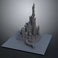 3D Architectural Castle Model Design Featuring Intricate Towers Platform Base And Structures