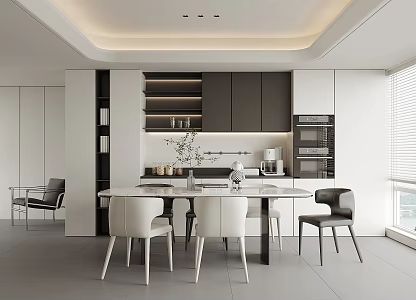 Modern Restaurant Dining Table and Chair Tableware Sideboard Wine Cabinet Single Chair Decorations 3d model