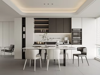 Modern Restaurant Dining Table and Chair Tableware Sideboard Wine Cabinet Single Chair Decorations 3d model