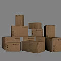 Durable Brown Storage Boxes for Household Items With MoveCh Brand Stacked Neatly