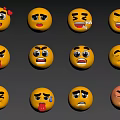 Cartoon Expression Pack Cartoon Avatar QQ Expression Angry Shy Crying 3d model