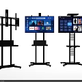 Computer Display Stands With Multiple Screens Showing Digital Interfaces And Applications