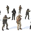 Men In Tactical Military Uniforms Holding Weapons In Various Action Poses