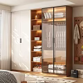 Modern Minimalist Bedroom Wardrobe With Glass Doors Built In Warm Lights And Large Storage Space