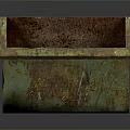 Architectural Rustic Metal Storage Container With Green Brown Rust Patina And Reinforced Metal Straps