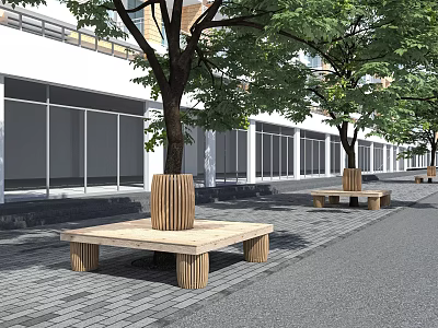 Modern outdoor table and chair anticorrosive wood 3d model