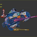Futuristic Spacecraft With White Blue Orange Sleek Aerodynamic Wings And Thrusters
