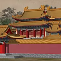 Ancient Chinese Architecture With Golden Roofs Red Walls And Ornate Multi Layered Eaves