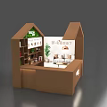 Nestle Exhibition Display Shelves With Creative Hut Structure And Interior Arranged Products