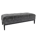 Gray Velvet Sofa Bench With Button Tufted Design And Dark Wood Legs