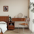 Modern-Quiet Dresser Bookshelf Computer Ornaments Combination 3d model