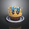 Golden Crown Shaped Decorative Item With JSR Letters Cup Base And Colorful Sprinkles On Tray