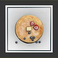 Stack of Golden Pancakes on White Square Plate with Fresh Strawberry and Blueberries
