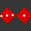 Two Red Dice With White Dots On Shiny Reflective Surface