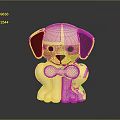 Golden Dog Figurine with Black Ears and Bow Tie on Reflective Base