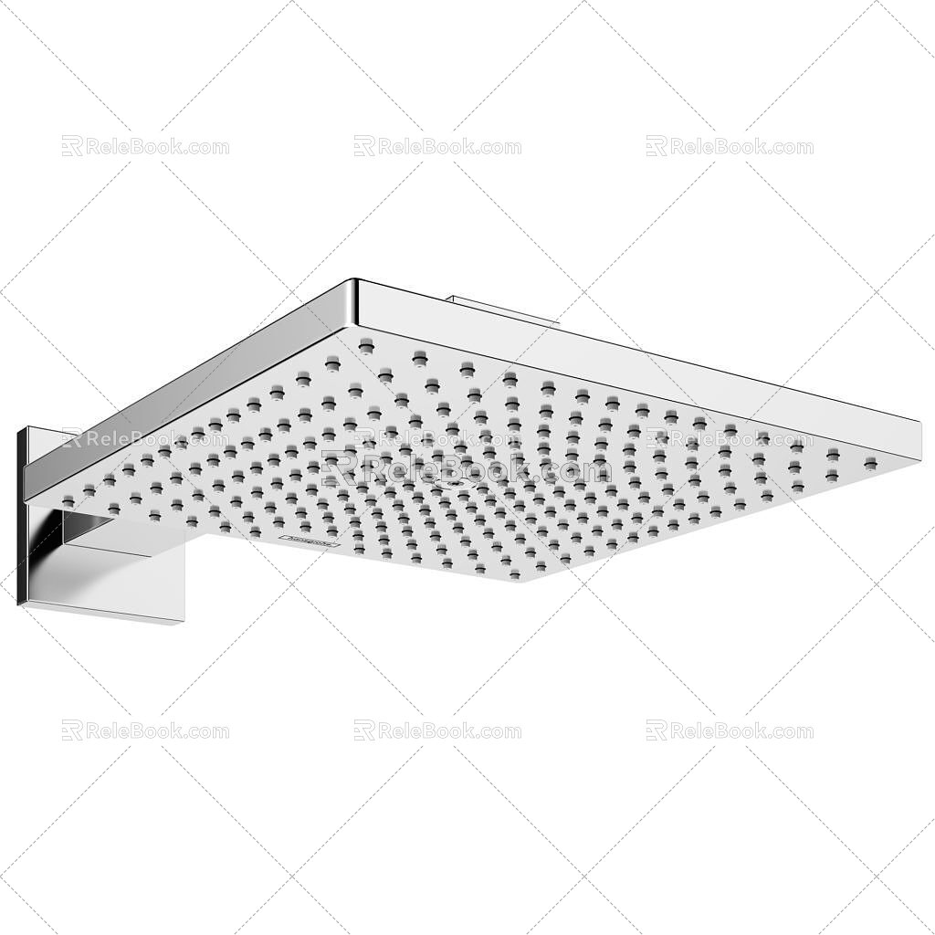 Modern overhead shower with shower arm 3d model