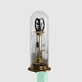 Vintage Style Decorative Ornament Set With Glass Dome Brass Base And Symmetric Clock Design