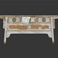 Rustic Vintage Wooden Table With Peeled White Paint Top And Metal Knob Drawer
