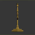 Artistic Golden Seven Branched Candelabra Sculpture With Intricate Carving Details