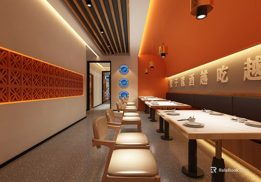Elegant Modern Restaurant Interior With Luxury Seating And Stylish Decor Elements 3d model