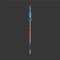 Fantasy Style Bow And Arrow Weapon Design With Blue Accents And Feather Details