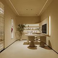 Modern Elegant Beauty Salon Interior With Reception Desk Green Plants And Comfortable Seats