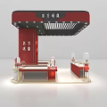 Elegant Red Jewelry Store Interior With Display Counters And Glass Display Cases 3d model