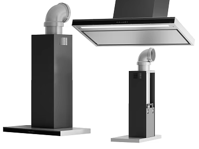 Modern Kitchen Range Hood Appliances With Duct And Different Designs 3d model