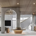 Modern Public Area With Concrete Column And Minimalist Decor