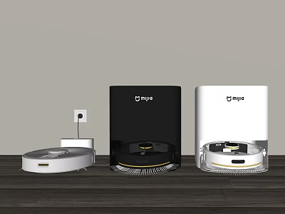 Eufy Robotic Vacuum Cleaners With Different White And Black Designs Daily Home Cleaning Appliances 3d model