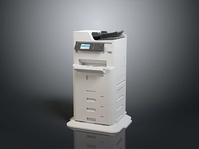 White Computer Multifunctional Printer With LCD Display And Paper Tray For Office Use 3d model