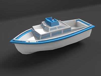 3D Rendered Yacht With Blue And White Design 3d model