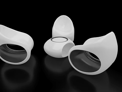 Modern White Negotiation Table And Chairs With Curved Design And Smooth Surface 3d model