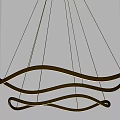 Elegant Golden Wave Design Chandelier With Multiple Hanging Strings And Modern Style