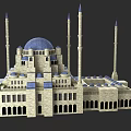 Ancient Islamic Architecture Featuring Blue Domes Minarets Stone Structure And Arched Windows