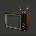 Classic Vintage Television With Red Wooden Case Dual Antennas And Front Control Knobs 3d model