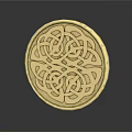 Intricate Golden Circular Jewelry Piece With Celtic Knot Pattern On Black Surface And Reflection 3d model